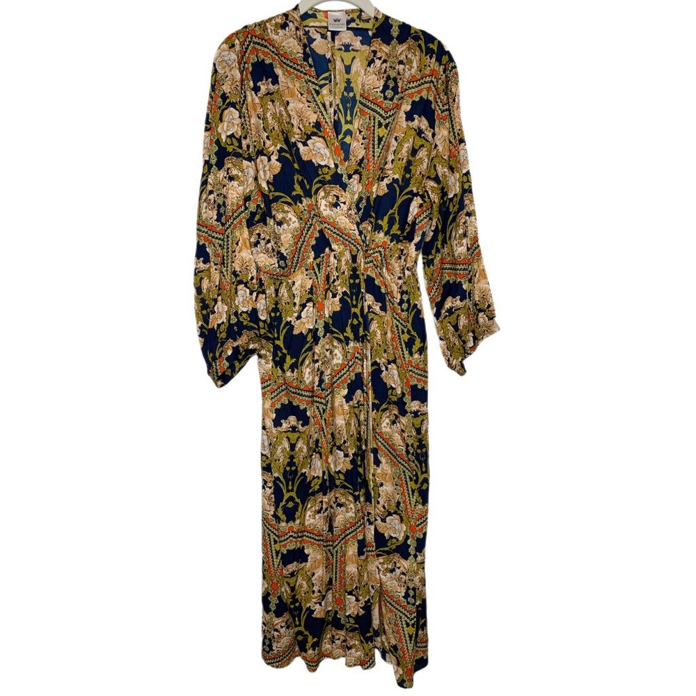 Panache Maxi length Faux Wrap Dress with Snaps Size‎ Medium